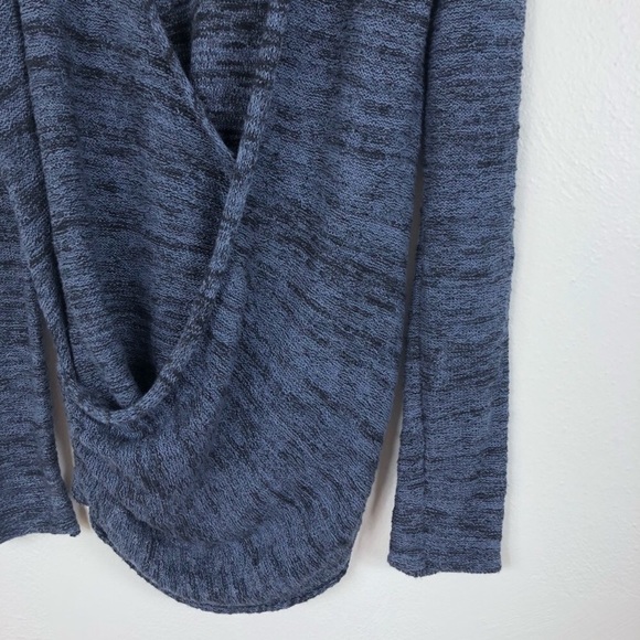 Free People Gotham Faux Wrap Long Sleeve Sweater Size Small Navy - Picture 4 of 8